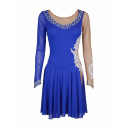 Dámske latino šaty modré skladom