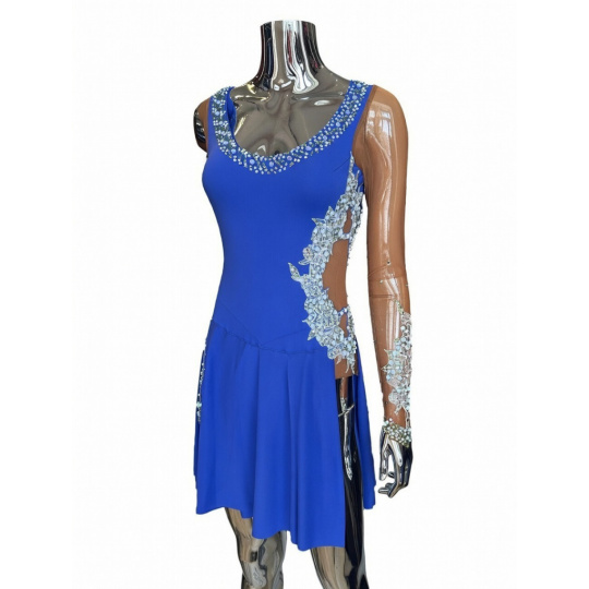 Dámske latino šaty modré skladom