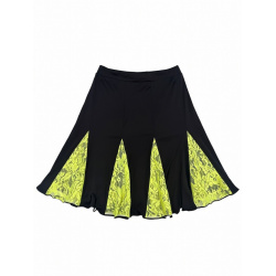 Detská tanečná latino sukňa klínová s čipkovanou vsadkou