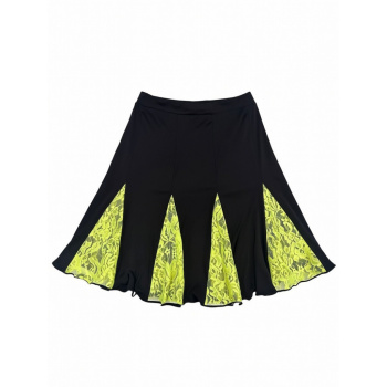 Detská tanečná latino sukňa klínová s čipkovanou vsadkou