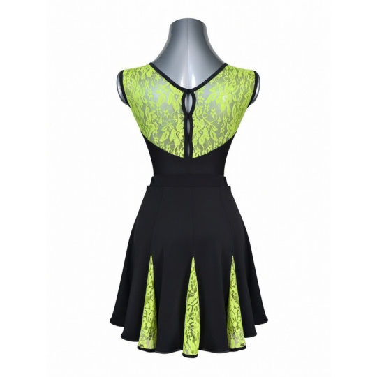 Detská tanečná latino sukňa klínová s čipkovanou vsadkou