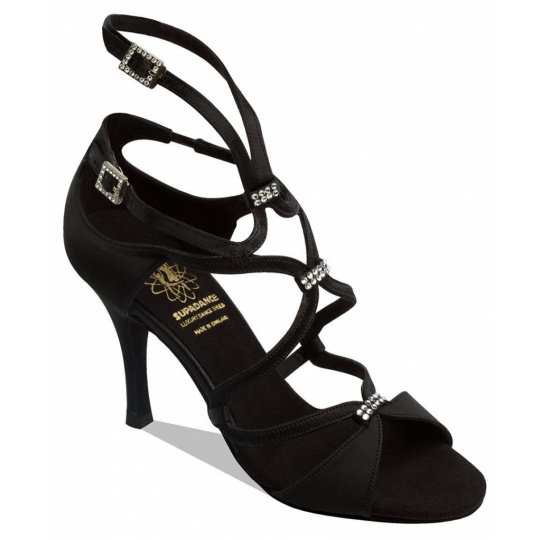 1062 - Dámska obuv Dark tan satin a Black satin