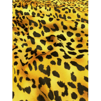 Elastický zamat leopard yellow
